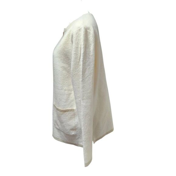 Classic Elements Woman wool full zip sweater cream shimmer gold 16-18W cardigan - Picture 2 of 7